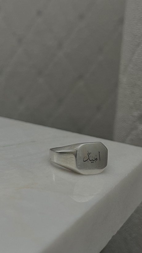 انگشتر نقره مینیمال مربع_امکان حک متن دلخواه