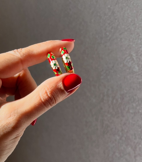 گوشواره حلقه ای میناکاری